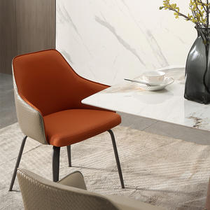 Chaise de salle à manger rembourrée moderne gris clair orange gris foncé JKS pour adultes, usage domestique, hôtelier et de restauration - Product Image 3