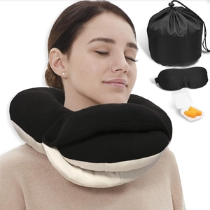 <b>Memory</b> <b>Foam</b> Neck Pillow With Eye Mask Earplugs For Plane Train Travel - Product Image 1