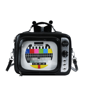 Custom Retro TV Ita Bag <b>Clear</b> PVC Window Crossbody Shoulder Purse Vintage Y2K Anime Badge Pins <b>Handbag</b> - Product Image 1