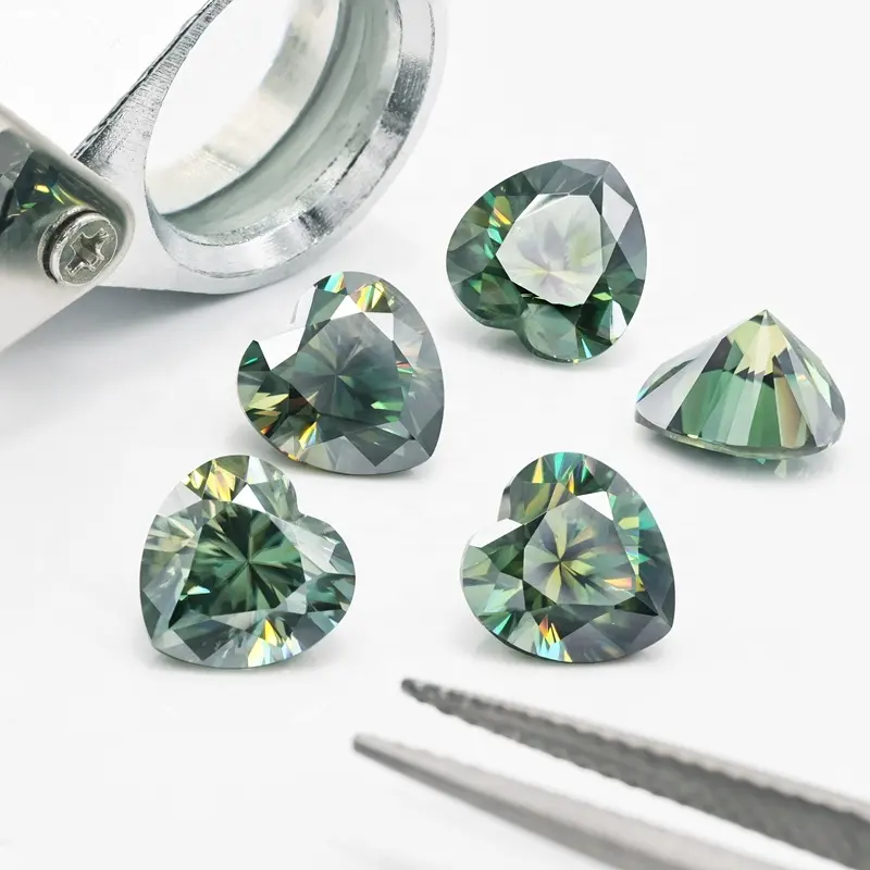 Pass Tester Lab Diamant 0.5-5ct Geel Groen Moissanite Hart Gesneden Moissanite Groen Gekleurde Moissanite Moissanite