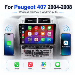 Fournisseur en gros de lecteurs multimédias Android IPS 9 pouces pour voiture avec télécommande CarPlay pour Peugeot 407 2004-2008 - Product Image 1