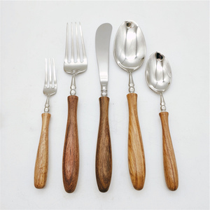 Allahome gỗ tự nhiên Gỗ hồng dao kéo đồng Flatware thép không gỉ giả mạo thiết lập dao kéo - Product Image 5
