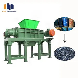 small mini heavy double shaft industrial can iron aluminum car steel crusher crushing shredding machine scrap metal shredder