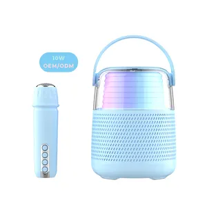 2024 Hot Selling Mini Karaoke Speaker Family KTV Bluetooth Wireless Outdoor Speaker with TWS Microphone TF Card RGB Lighting