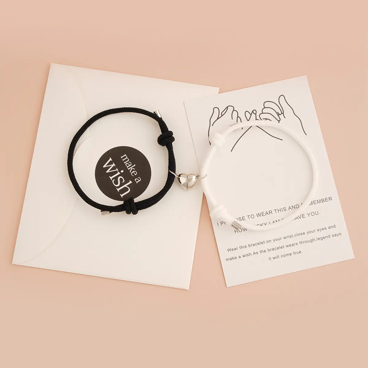 New Wish card mail envelope magnet attraction couple Bracelet a pair men's and women's hand ropes bracelets