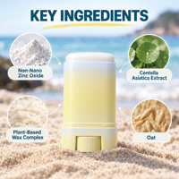 Stick solaire minéral SPF30 à l'oxyde de zinc, vegan, non parfumé, large spectre, pour peaux sensibles, marque privée OEM