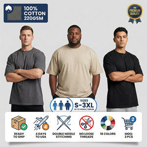 2026 New Custom 220GSM 100% Cotton Men's T-Shirt Plain Tee Bulk Wholesale Custom Logo Printing