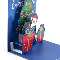 Tarjeta de Felicitación Navideña 3D Pop-up Personalizada con Santa Claus y Sobre Troquelado para Regalo de Año Nuevo