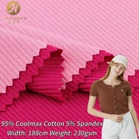 Tissu côtelé 2x2 en gros, 230 g/m², 188 cm de large, 95 % polyester, 5 % élasthanne, toucher coton, effet rafraîchissant, pour vêtements, en stock