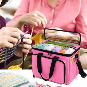 Large Yarn Tote Organizer <b>Knitting</b> <b>Storage</b> Holder for Yarn Hooks & Accessories Portable Craft Carryall for Crocheting Lovers - Product Image 6