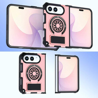 Étui de téléphone pliable rose avec anneau magnétique, protection antichoc, protection de l'objectif de l'appareil photo, protection de la charnière pour iPhone Duo 18pro
