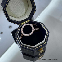 Véritable 18K Or Rose Nouveau Design Anneau de Cercle Creux Personnalisé Bague de Fiançailles Utilisation Lab Grown Diamond Fashion Women Ring