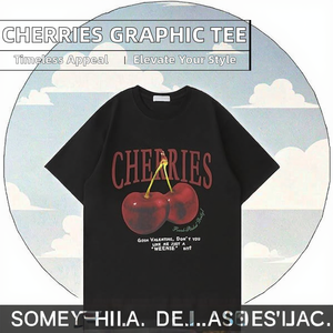 เสื้อยืดพิมพ์ลายเชอร์รี่สีพื้นแบบยูนิเซ็กซ์ ปี 2025 ทรงปกติ ผ้าโพลีเอสเตอร์/คอตตอนสีดำสั่งทำพิเศษ เสื้อยืดแขนสั้นสำหรับฤดูร้อน สไตล์ทางการ - Product Image 2