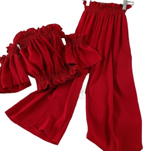 Vendita calda in tinta unita <span class=keywords><strong>abbigliamento</strong></span> da donna con spalline larghe Set due pezzi Set <span class=keywords><strong>abbigliamento</strong></span> donna <span class=keywords><strong>Casual</strong></span> 2 pezzi Set donna - Product Image 2