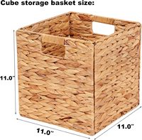 Paniers de rangement pliables carrés en jacinthe d'eau écologiques avec cadre en fer pour vêtements et chaussures, maison, cuisine, jardin