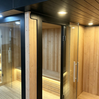 Sauna de Luxe Personnalisé en Bois Massif avec Douche Extérieure Intégrée, Spa Moderne pour Villa, Sauna en Bois Massif, Bain de Vapeur Humide et Baignoire de Glace