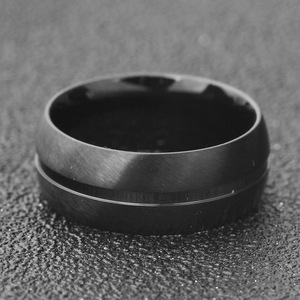 Stainless Steel Ring 8Mm Black <b>Brushed</b> Finish For Women Fashion Jewelry Gift - Product Image 2
