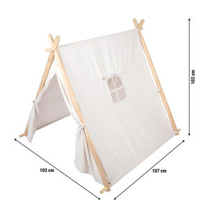 Children Wooden <b>Frame</b> Indoor Play <b>Tent</b> with Fabric Cover Window and Roll Up Opening, for Children Aged 2 Years and Above - Product Image 6
