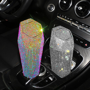 Poubelle hexagonale pour voiture, ornée de diamants et estampillée à chaud, seau de rangement créatif et mignon, boîte de rangement pour l'intérieur de la voiture - Product Image 1