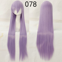 Wig Cosplay Lurus Panjang Hitam Ungu Hitam Merah Pink Biru Coklat Tua 100 Cm Wig Rambut Sintetis