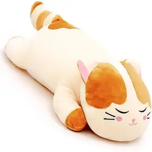 Diskon besar Amazon boneka hewan kucing Kitty peluk mewah bantal peluk besar sangat lembut boneka kucing melempar bantal tidur