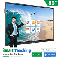 Tableau blanc interactif intelligent 4K de 55/65/75/86/98/100 pouces pour l'éducation, écran tactile 20 points, Android 14, caméra 40MP