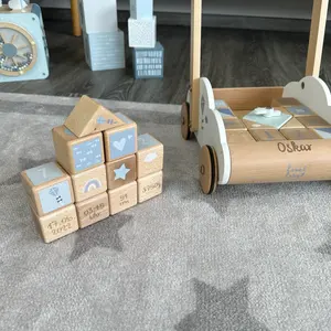 <span class=keywords><strong>Chariot</strong></span> éducatif en <span class=keywords><strong>bois</strong></span> pour enfants avec blocs <span class=keywords><strong>de</strong></span> construction marchettes d'apprentissage interactives - Product Image 5