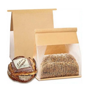 ถุงกระดาษคราฟท์กันน้ำกันความชื้นแบบพรีเมียมขนาดใหญ่ มีหน้าต่างใส พร้อมสายรัดโลหะสำหรับเก็บขนมปังและผลิตภัณฑ์เบเกอรี่ - Product Image 1