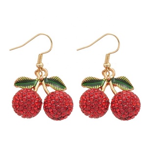 Pendientes de Gancho con Forma de Cereza y Diamantes, Estilo Coreano, Versátiles, Elegantes y Dulces - Product Image 6