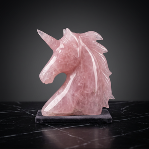 Cuarzo Rosa natural tallado a mano Unicornio Cristal Artesanía Piedras semipreciosas Curación Decoración del hogar Estatuilla - Product Image 3