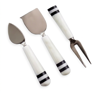 Classic <b>Cheese</b> <b>Knife</b> <b>Set</b> With White Resin Handles Stainless Steel Blades Dishwasher Safe Elegant Tableware For Serving <b>Cheese</b> - Product Image 1