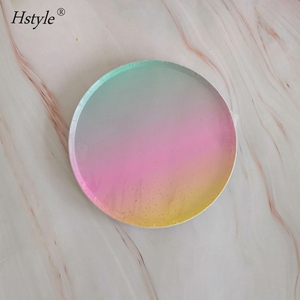 Or Papier Arc-En-Ciel <span class=keywords><strong>Vaisselle</strong></span> <span class=keywords><strong>Jetable</strong></span> De Noël De Papier De Fête D'anniversaire Assiettes Tasses Fournitures De Fête De Carnaval SPT373 - Product Image 6