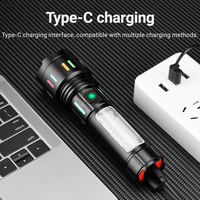Linterna LED Multifuncional para Exteriores con Zoom, Luz Ajustable para Fotografía, Pantalla Numérica, Potente Linterna de Emergencia para Camping