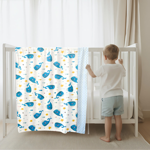 <strong>Blue</strong> Whale Baby Minky Dot <strong>Blanket</strong> Cute Whale Printed Knitted 100% Polyester Super Soft Four Seasons Home Use <strong>Throw</strong> <strong>Blanket</strong> - Product Image 4