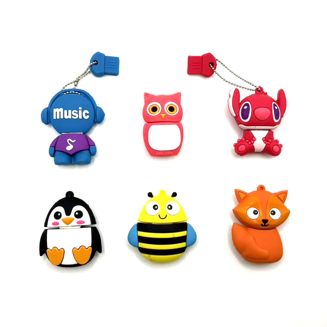 USB 2.0 Cute Animal Pendrive Memory Stick 64GB 32GB 16GB 8GB 4GB 2GB 1GB 128MB PVC Rubber Pen Drive USB Flash Drive