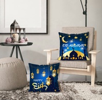 Juehuancai — housses de coussin carrée Eid Mubarak, taie d'oreiller bleu pour Ramadan islamique, décorations pour le canapé, la maison
