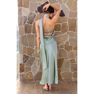 Nouvelle Tendance Robe Midi Kaki Sans Manches Coupe Droite Élégante pour Soirée ou Plage - Product Image 5