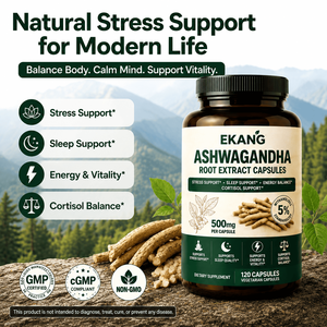US cGMP Factory Ashwagandha Root Extract Capsules 1300mg Organic Root Powder 5 Percent Withanolides Adaptogen <b>Supplement</b> - Product Image 2