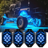 Super lumineux IP67 étanche 4 cosses contrôle les dents bleues RGB LED Rock Light pour camion ATV UTV tout-terrain
