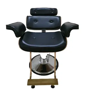 Direct Beauty retail Salon Furniture Cheap Designer Salon Chairs Black Gold Hair Cut Chair Hairdressing Chair