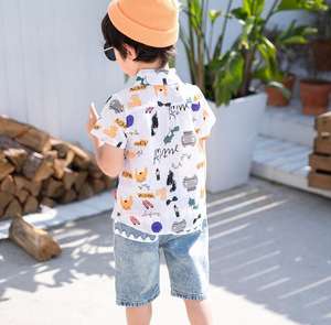 Chemises à manches courtes en coton doux pour enfants, imprimées de dessins animés, vente en gros pour l'été, pour garçons de 2 à 6 ans - Product Image 5