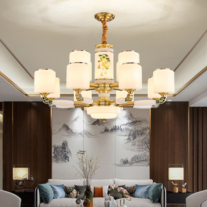 Chinese Style Copper Chandelier Multi Head Led Living Room <b>Ceiling</b> <b>Light</b> Round E27 Switch Control Home Decor - Product Image 2