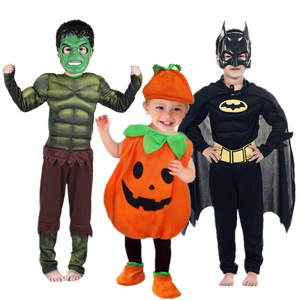 Costume di Halloween Personalizzabile in Poliestere per Bambini e Bambine, Tuta Nera da Pipistrello e Zucca Gigante, Stile Anime TV per Carnevale - Product Image 2