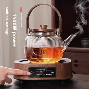 Çift balık kolu su ısıtıcısı 1000ml + elektrikli seramik soba buharda kaynama entegre cam çaydanlık büyük kapasiteli çay su ısıtıcısı - Product Image 4