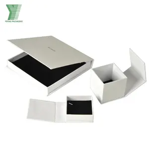 Lujo personalizado regalo pulsera collar joyería caja de papel pequeño cartón joyería conjunto caja de embalaje con logotipo