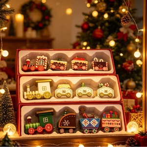 Creative Display Gift <b>Box</b>, Retro-style Wooden Train, Handcrafted Cartoon New Christmas Decorative Furniture - Product Image 1