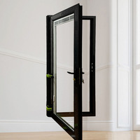 Nouvelle porte d'entrée anti-effraction, porte extérieure sécurisée pré-montée en aluminium, portes à battants avec verre clair, modernes, certifiées Energy Star