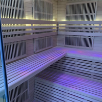 Sauna à vapeur intérieur en cèdre canadien pour 4 personnes, avec poignée en cristal, poêle électrique et chauffage infrarouge lointain, pour usage domestique
