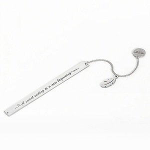 Stainless Steel Engraved <b>Bookmark</b> With Feather Pendant Silver Classic Reusable <b>Bookmarks</b> For Teacher Gift - Product Image 3