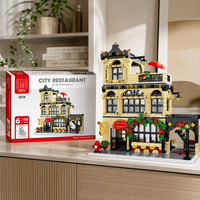 Ensemble de blocs de construction Scène de rue de restaurant occidental pour les distributeurs en gros, jouets miniatures d'architecture et détaillants de boutiques de cadeaux